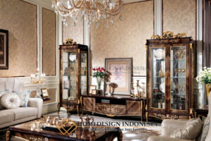 Set Bufet TV Mewah Luxury Painting Style Furniture Terbaru HD-795