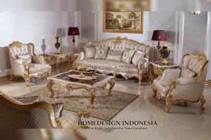 Sofa Tamu Mewah Emas Ukiran Jepara Classic Luxury Carving Style HD-814