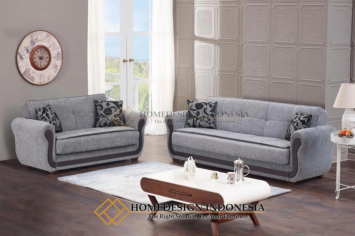 Sofa Tamu Minimalis Klasik Jati Natural Color HD-723