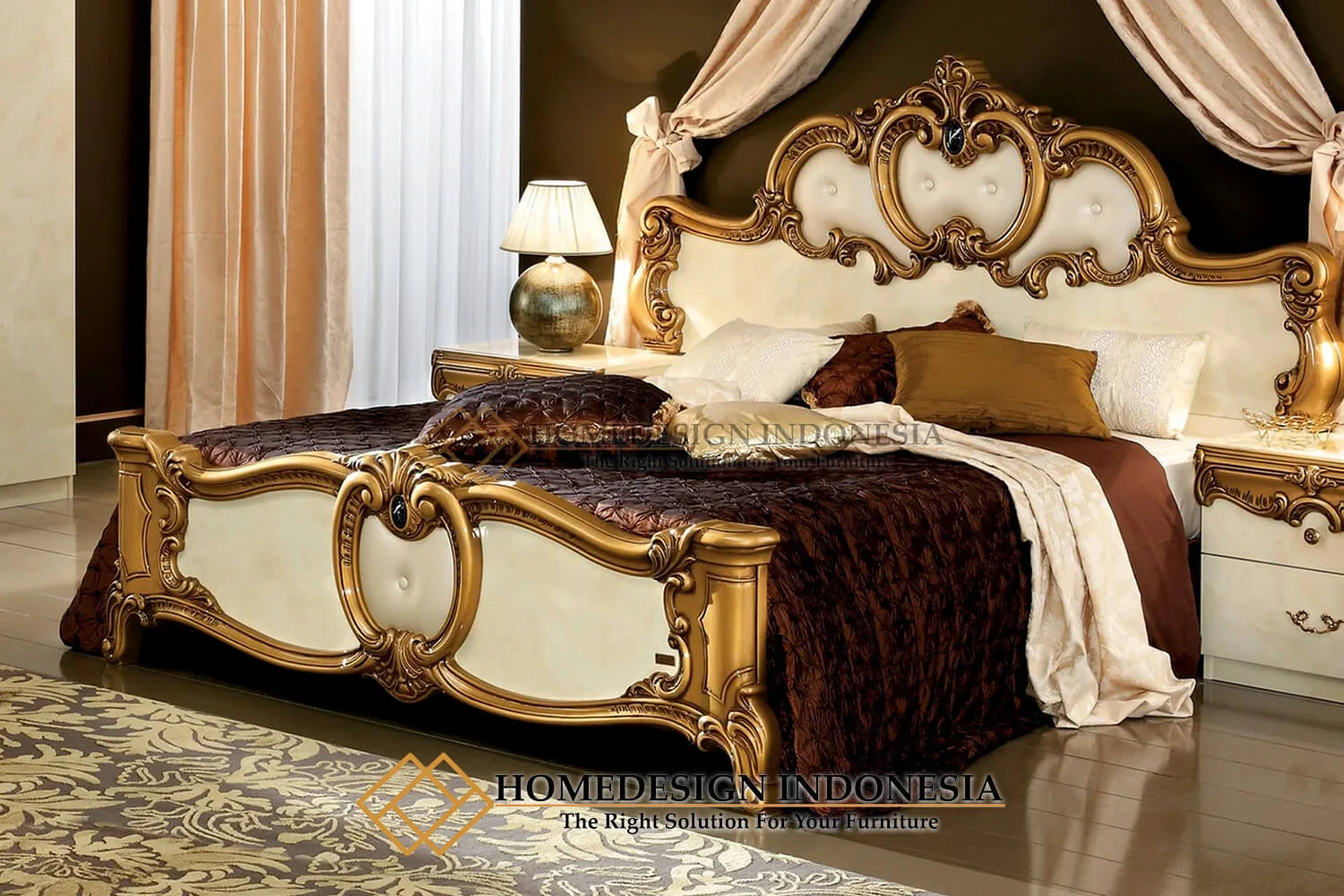 Tempat Tidur Mewah Emas Luxury Glossy Furniture Jepara HD-825