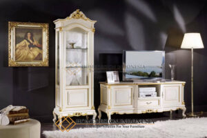 Bufet TV Mewah Putih Klasik Ukiran Jepara Best Sale HD-926