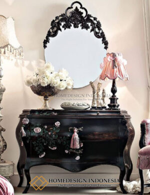 Meja Konsol Mewah Cantik Black Solid Duco New Furniture Klasik HD-901