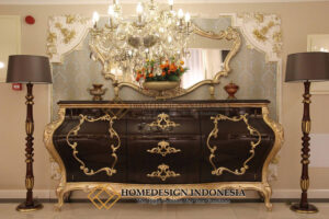 Meja Konsul Mewah Jepara Glossy Brown Luxury Color HD-905