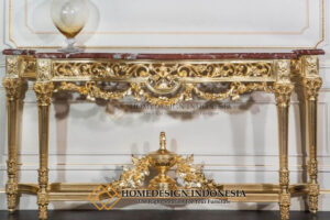 Meja Konsul Mewah Klasik Ukiran Jepara Beauty Golden Carving HD-943