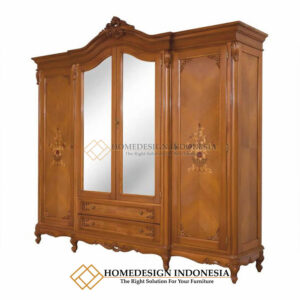 Lemari Pakaian Jepara Kayu Jati Natural New Marquetry Combination HD-1061