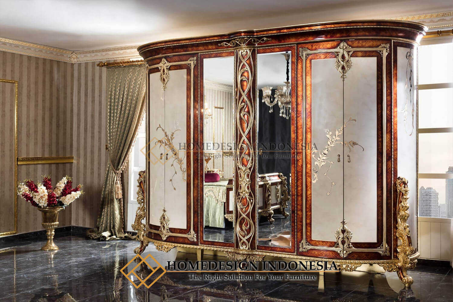 Lemari Pakaian Mewah Terbaru Marquetry Beauty Design Luxury HD-1229
