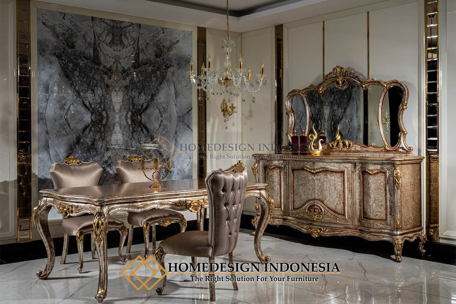 Meja Makan Mewah Jepara Elizabeth Luxury Palace Design HD-1179