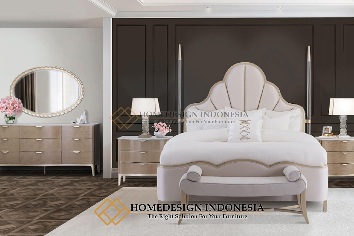 Tempat Tidur Minimalis Cantik Solid Color Elegant Type HD-1157