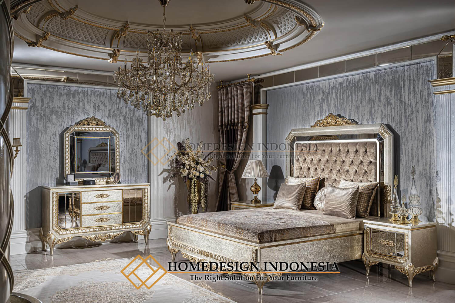 Kamar Set Mewah Terbaru Luxurious Type Model Kerajaan HD-1288