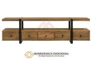 Meja TV Minimalis Jati Natural Industrial Elena Design HD-1397