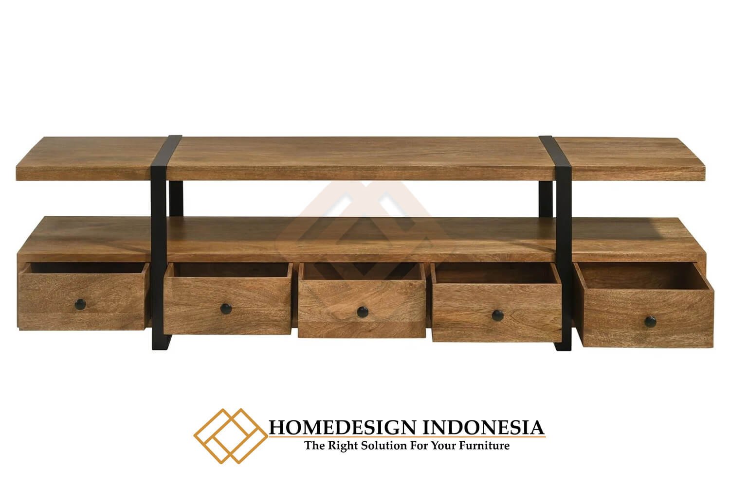 Meja TV Minimalis Jati Natural Industrial Elena Design HD-1397.1