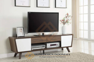 Meja TV Minimalis Vintage Kayu Jati Natural Combine Color HD-1468