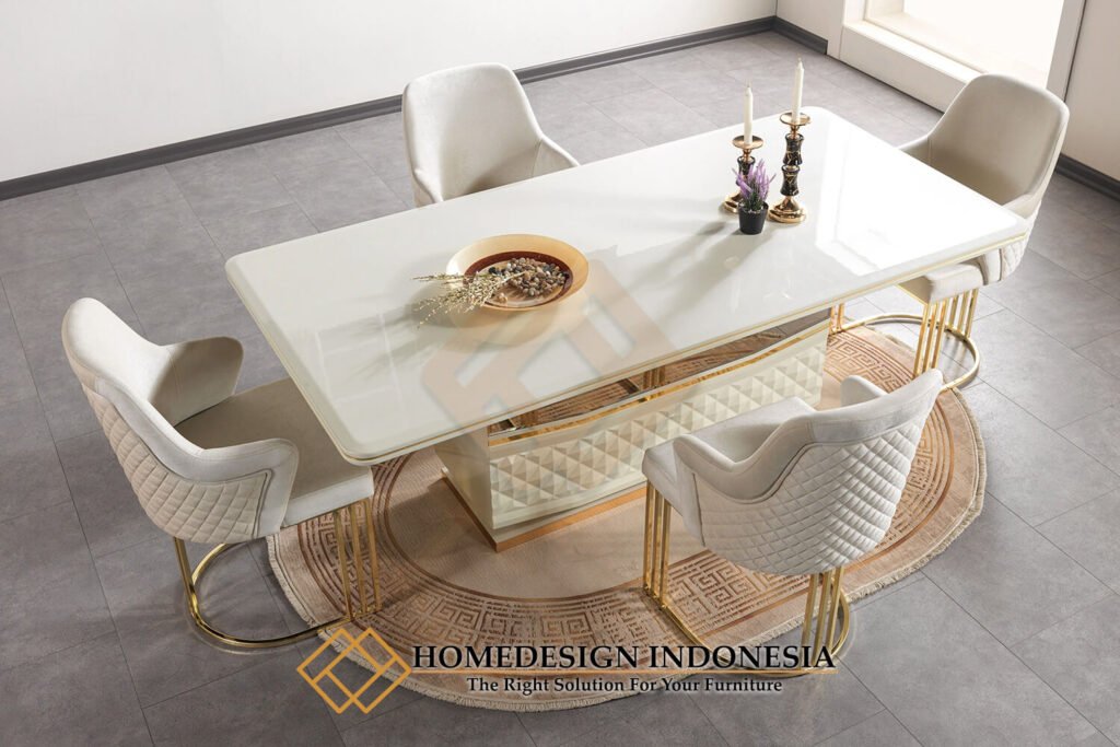 Meja Makan Modern Minimalis Stainless Luxury Detail HD-1550