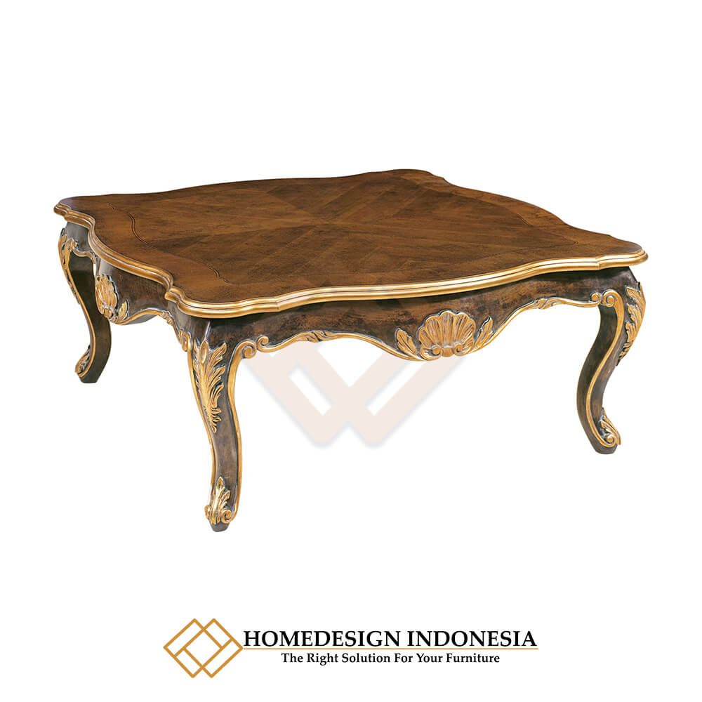 Meja Tamu Mewah Ukiran Klasik Jepara Natural Combination HD-1515