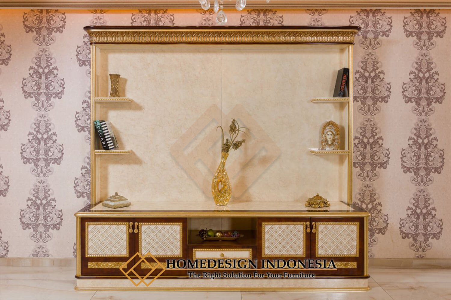 Set Bufet TV Mewah Solid Duco Great Wood Mebel Jepara HD-1557