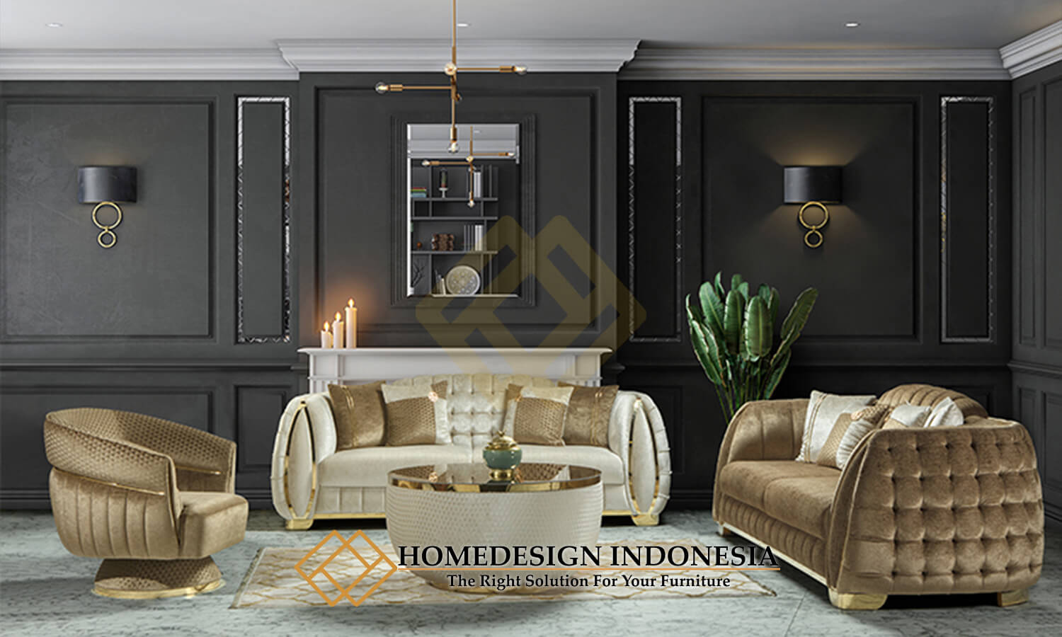 Set Sofa Stainless Minimalis Modern Elegant Style Black Friday Sale HD-1509