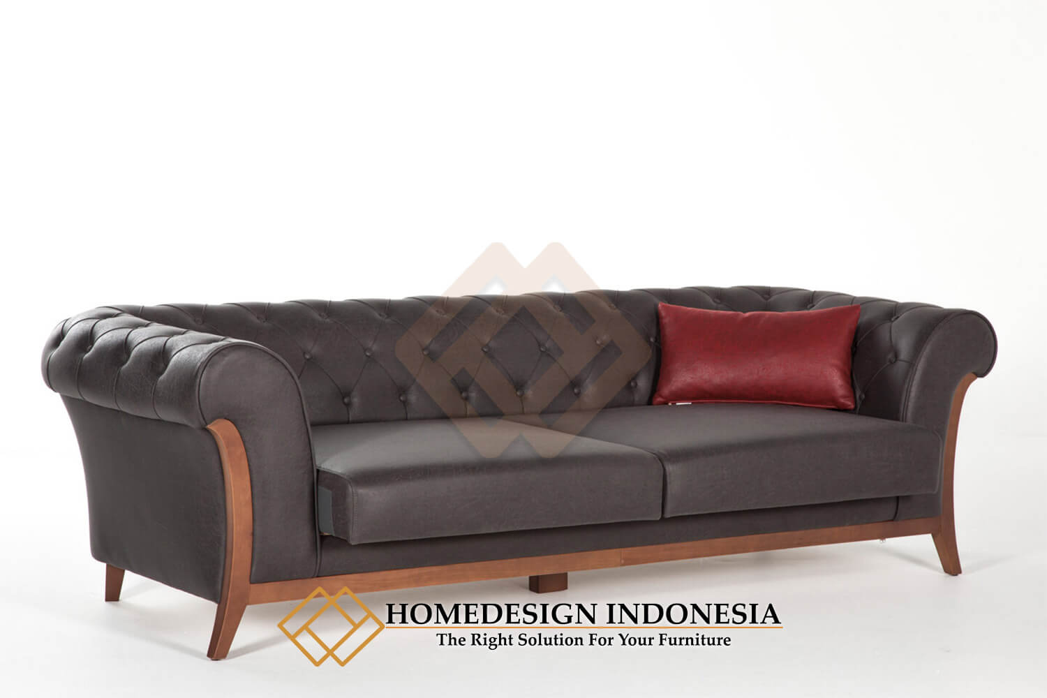 Sofa Tamu Chesterfield Rangka Jati Natural Classic HD-1604