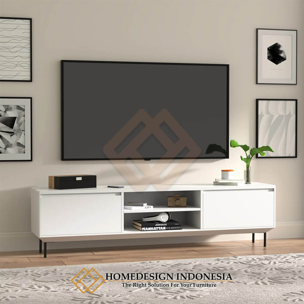 Bufet TV Minimalis Terbaru Solid Putih Duco Industrial Style HD-1646
