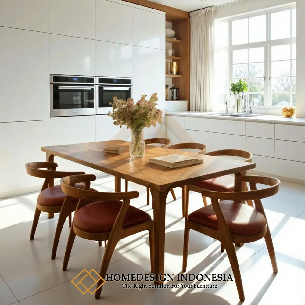 Meja Makan Jati Jepara Minimalis Modern Hiroshima Style HD-1626