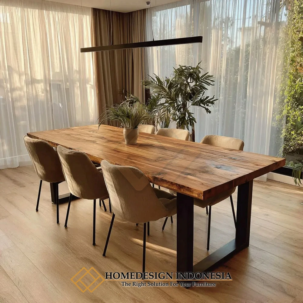 Meja Makan Minimalis Industrial Design Kaki Besi Berkualitas HD-1625