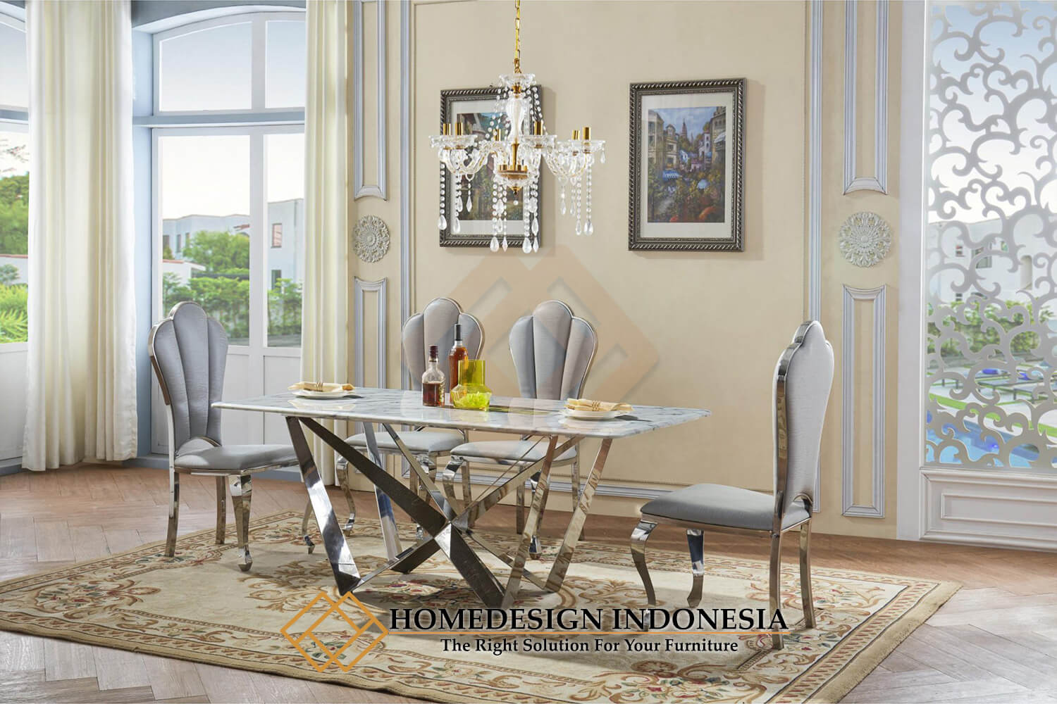 Meja Makan Stainless Minimalis Cave Style Design HD-1655