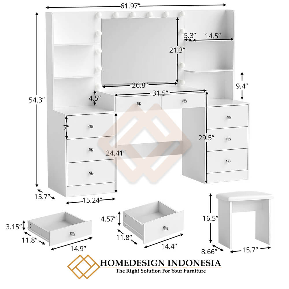 Meja Rias Putih Minimalis Solid Duco Ramadhan Sale HD-1671.2