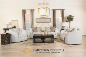 Set Sofa Tamu Minimalis Jepara White Soft Fabric Style HD-1700