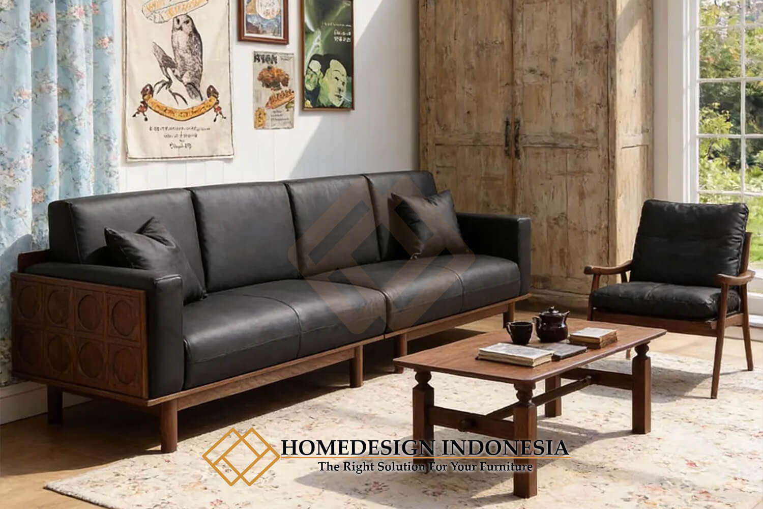 Sofa Tamu Minimalis Jati Vintage Style Solid Wood HD-1698.2