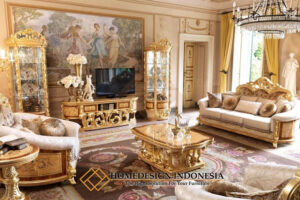 Bufet TV Mewah Ukiran Klasik Relief Marquetry Design HD-1775