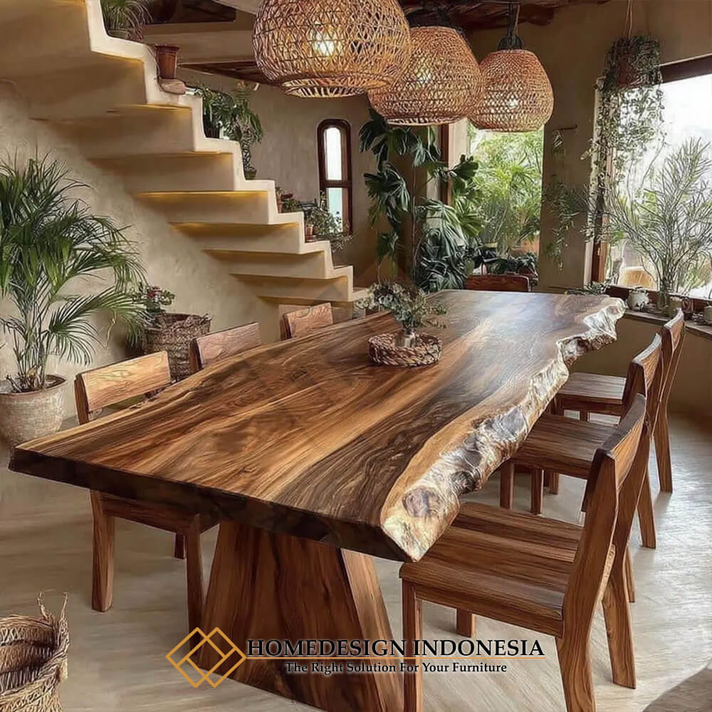 Meja Kayu Suar Minimalis Live Edge Design HD-1733