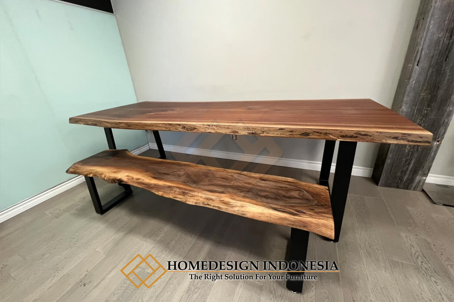 Meja Makan Kayu Trembesi Live Edge Design HD-1736