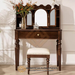 Meja Rias Jati Mewah Minimalis Solid Natural Color HD-1746