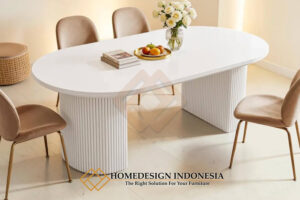Meja Makan Putih Minimalis Model Salur Asli Mebel Jepara HD-1802