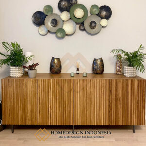 Meja TV Jati Minimalis Model Salur Desain Cantik HD-1789