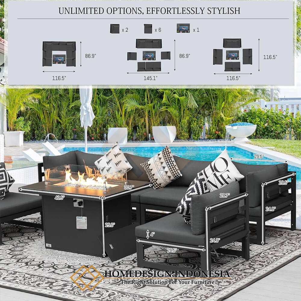Set Sofa Outdoor Minimalis Rangka Aluminium Kokoh HD-1817.1