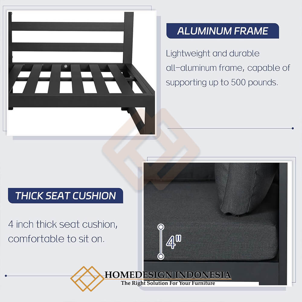 Set Sofa Outdoor Minimalis Rangka Aluminium Kokoh HD-1817.2