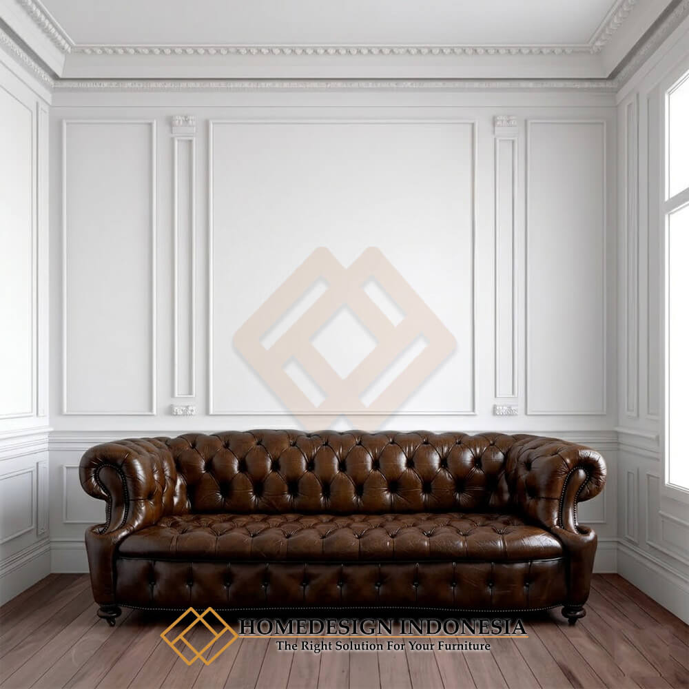 Sofa Chesterfield Kulit Asli Premium HD-1823