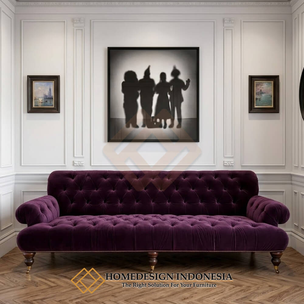 Sofa Minimalis Terbaru Model Chesterfield Cantik Soft Beludru HD-1830
