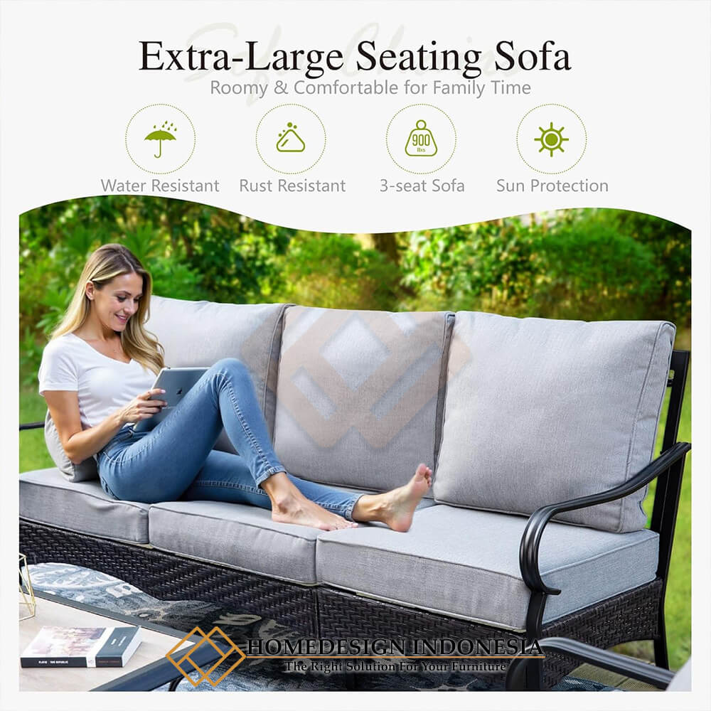 Sofa Outdoor Minimalis Ala Villa Bali Kualitas Premium HD-1821.2