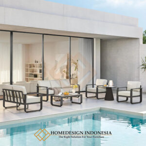 Sofa Outdoor Minimalis Powder Coated Aluminum Anti Karat Cantik HD-1815