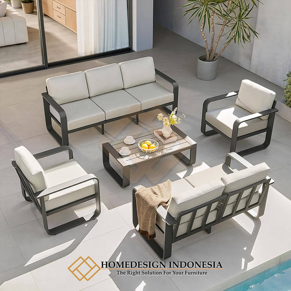 Sofa Outdoor Minimalis Powder Coated Aluminum Anti Karat Cantik HD-1815.2