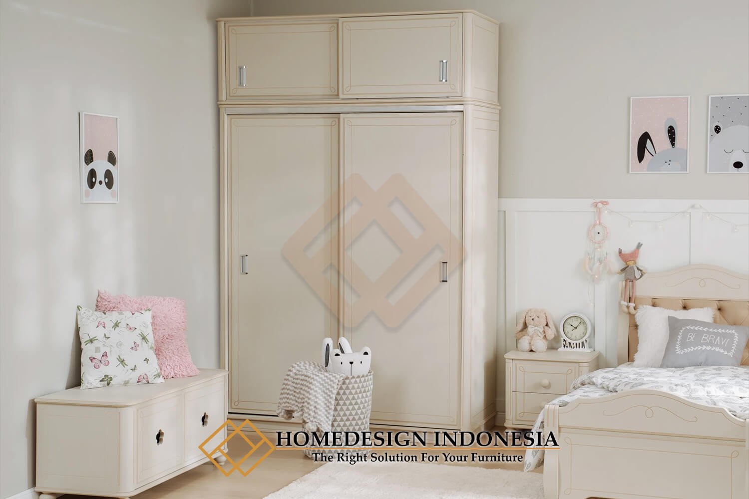 Lemari Baju Minimalis Modern Desain Pintu Geser Eksklusif HD-1856.1