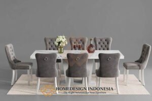 Meja Makan Minimalis Mewah Clara Top Marmer Style Diskon HD-1865