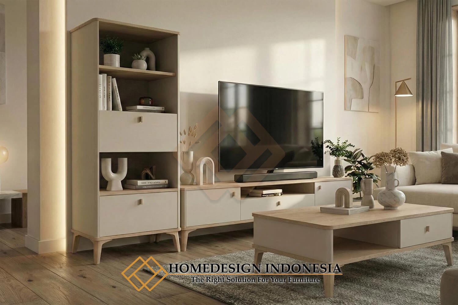 Meja TV Minimalis Jepara Rangka Kayu Jati Solid Eksklusif HD-1880.2