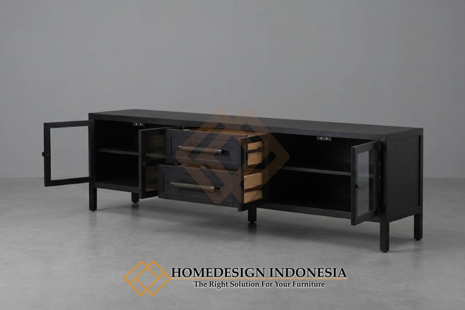 Meja TV Minimalis Solid Black Edition Diskon Sale HD-1859.1