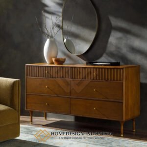 Model Drawer Minimalis Laci 6 Classic Natural Teak Wood Color HD-1892