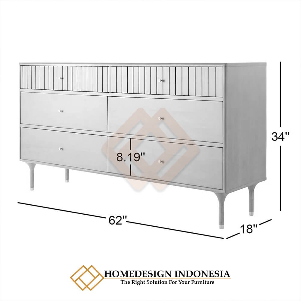 Model Drawer Minimalis Laci 6 Classic Natural Teak Wood Color HD-1892.2