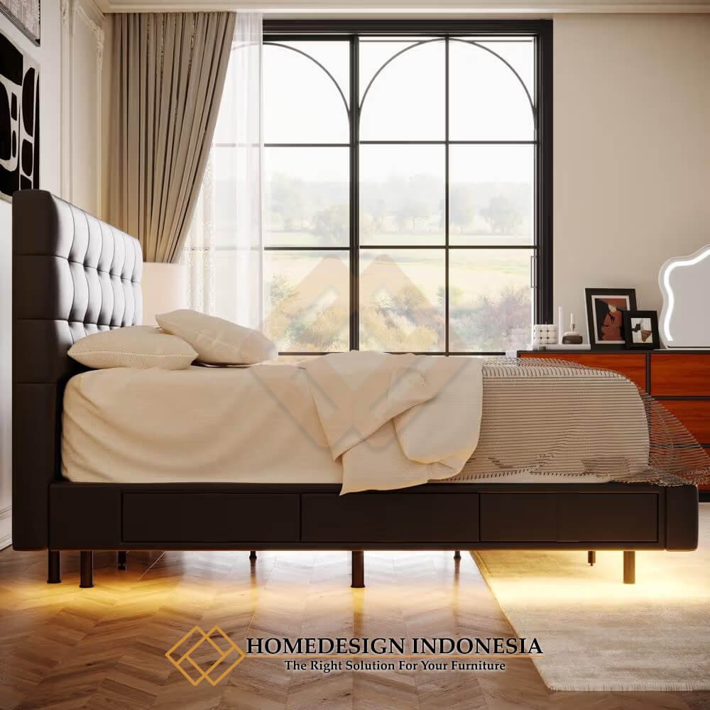 Model Tempat Tidur Laci Minimalis Exclusive Leather Design HD-1873.2