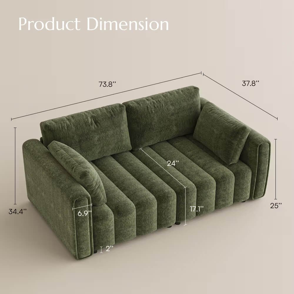 Sofa Minimalis 2 Seater Elegant Green Matcha Fabric HD-1896.2