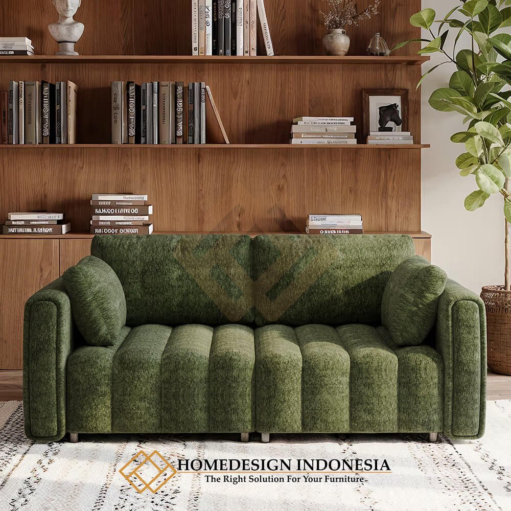 Sofa Minimalis 2 Seater Elegant Green Matcha Fabric HD-1896
